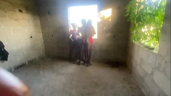 husband fucking his wife and his side chick inside uncompleted building