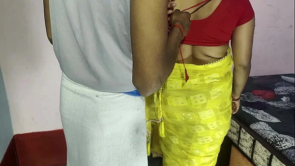 Munna fucks step mother in the ass in saree before going to the party in Hindi voice